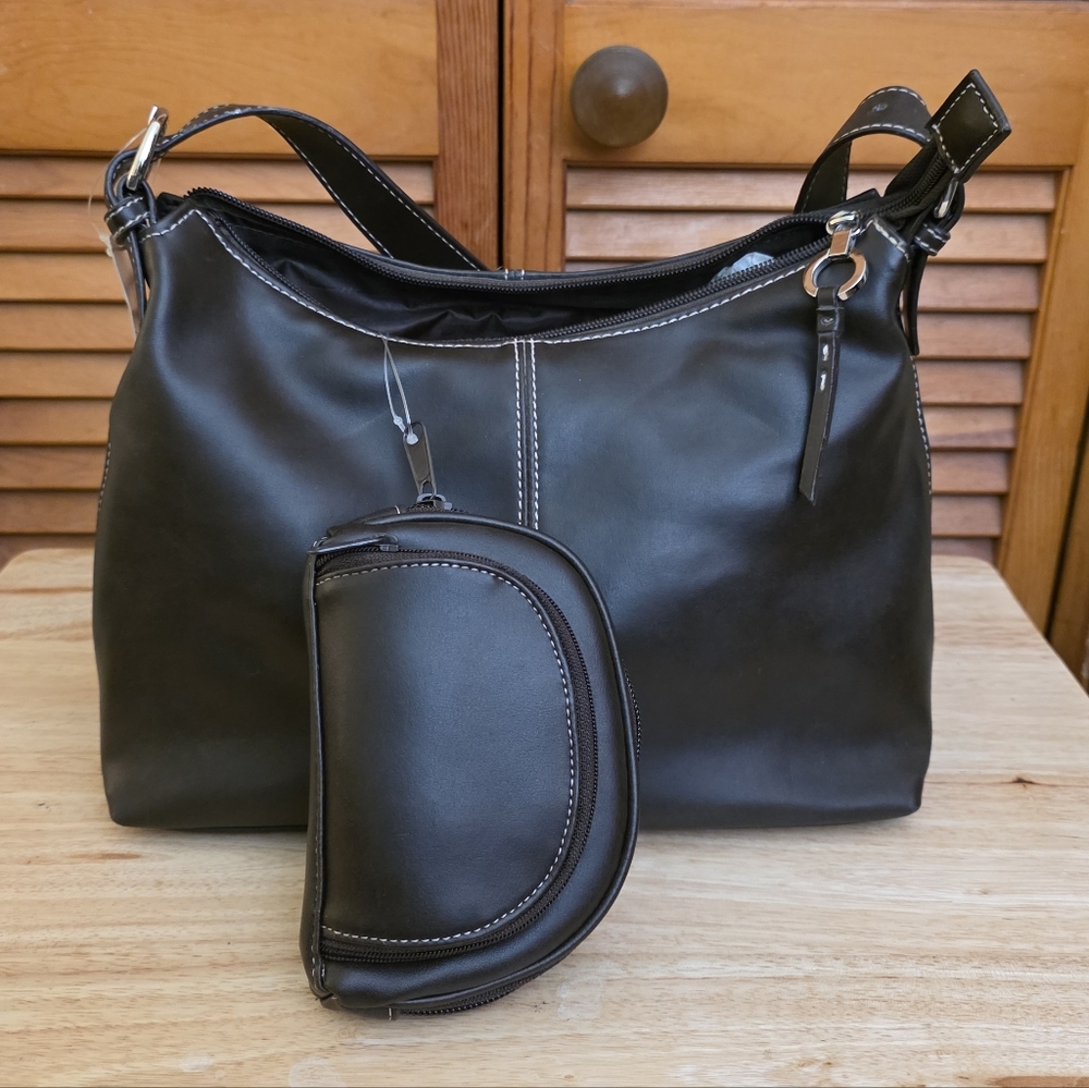 NWT Avenue Vintage Women's Brown Hobo Bag With Contrast Stitching - Picture 8 of 15